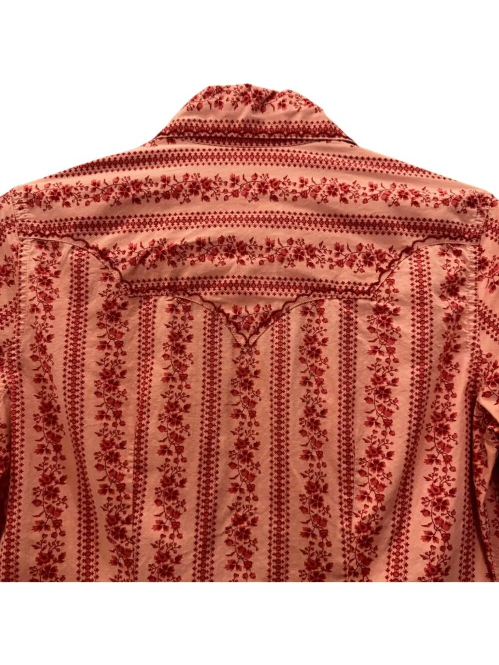 Vintage Lucky Brand Dungarees Pearl Snap Western Blouse Wallpaper Print - Small - Picture 8 of 11